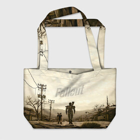 Пляжная сумка 3D с принтом Fallout в городе Новоалтайск, 100% полиэстер | застегивается на металлическую кнопку; внутренний карман застегивается на молнию. Стенки укреплены специальным мягким материалом, чтобы защитить содержимое от несильных ударов
 | fallout | бункер | постапокалиптические | фалаут | фаллаут | фолаут | фоллаут