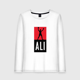 Женский лонгслив хлопок с принтом Ali by boxcluber в городе Новоалтайск, 100% хлопок |  | muhammad ali | мухаммед али