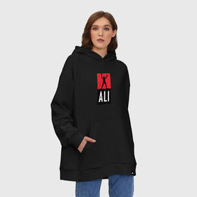 Худи SuperOversize хлопок с принтом Ali by boxcluber в городе Новоалтайск, 70% хлопок, 30% полиэстер, мягкий начес внутри | карман-кенгуру, эластичная резинка на манжетах и по нижней кромке, двухслойный капюшон
 | muhammad ali | мухаммед али