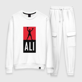 Женский костюм хлопок с принтом Ali by boxcluber в городе Новоалтайск, 100% хлопок | на свитшоте круглая горловина, мягкая резинка по низу. Брюки заужены к низу, на них два вида карманов: два 