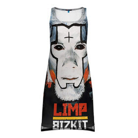 Платье-майка 3D с принтом Limp Bizkit в городе Новоалтайск, 100% полиэстер | полуприлегающий силуэт, широкие бретели, круглый вырез горловины, удлиненный подол сзади. | bizkit | limp | limp bizkit | бизкит | лимп | лимп бизкит | лимпбизкит | рок