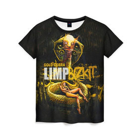 Женская футболка 3D с принтом Limp Bizkit в городе Новоалтайск, 100% полиэфир ( синтетическое хлопкоподобное полотно) | прямой крой, круглый вырез горловины, длина до линии бедер | bizkit | cobra | gold | limp | limp bizkit | бизкит | голд | кобра | лимп | лимп бизкит | лимпбизкит | рок