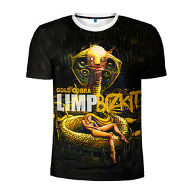 Мужская футболка 3D спортивная с принтом Limp Bizkit в городе Новоалтайск, 100% полиэстер с улучшенными характеристиками | приталенный силуэт, круглая горловина, широкие плечи, сужается к линии бедра | bizkit | cobra | gold | limp | limp bizkit | бизкит | голд | кобра | лимп | лимп бизкит | лимпбизкит | рок