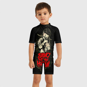 Детский купальный костюм 3D с принтом Bring Me The Horizon в городе Новоалтайск, Полиэстер 85%, Спандекс 15% | застежка на молнии на спине | bmth | bring me the horizon | hardcore | rock | музыка | рок