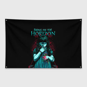 Флаг-баннер с принтом Bring Me The Horizon в городе Новоалтайск, 100% полиэстер | размер 67 х 109 см, плотность ткани — 95 г/м2; по краям флага есть четыре люверса для крепления | bmth | bring me the horizon | hardcore | rock | музыка | рок