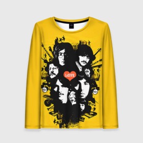 Женский лонгслив 3D с принтом The Beatles в городе Новоалтайск, 100% полиэстер | длинные рукава, круглый вырез горловины, полуприлегающий силуэт | beatles | rock | the beatles | битлз | битлс | битлы | рок