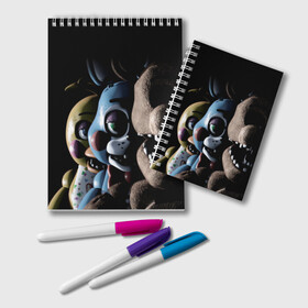 Блокнот с принтом Five Nights At Freddys в городе Новоалтайск, 100% бумага | 48 листов, плотность листов — 60 г/м2, плотность картонной обложки — 250 г/м2. Листы скреплены удобной пружинной спиралью. Цвет линий — светло-серый
 | five nights at freddys | fnaf | freddy | игры | медведь | мишка | фнаф | фредди