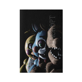 Обложка для паспорта матовая кожа с принтом Five Nights At Freddy`s в городе Новоалтайск, натуральная матовая кожа | размер 19,3 х 13,7 см; прозрачные пластиковые крепления | five nights at freddys | fnaf | freddy | игры | медведь | мишка | фнаф | фредди