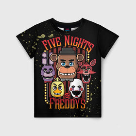 Детская футболка 3D с принтом Five Nights At Freddy`s в городе Новоалтайск, 100% гипоаллергенный полиэфир | прямой крой, круглый вырез горловины, длина до линии бедер, чуть спущенное плечо, ткань немного тянется | five nights at freddys | fnaf | freddy | игры | медведь | мишка | фнаф | фредди