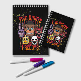 Блокнот с принтом Five Nights At Freddys в городе Новоалтайск, 100% бумага | 48 листов, плотность листов — 60 г/м2, плотность картонной обложки — 250 г/м2. Листы скреплены удобной пружинной спиралью. Цвет линий — светло-серый
 | five nights at freddys | fnaf | freddy | игры | медведь | мишка | фнаф | фредди