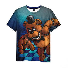 Мужская футболка 3D с принтом Five Nights At Freddy`s в городе Новоалтайск, 100% полиэфир | прямой крой, круглый вырез горловины, длина до линии бедер | five nights at freddys | fnaf | freddy | игры | медведь | мишка | фнаф | фредди