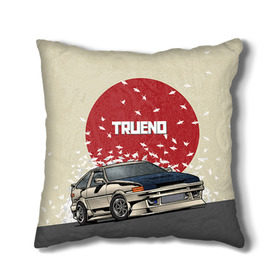 Подушка 3D с принтом Toyota Trueno ae86 в городе Новоалтайск, наволочка – 100% полиэстер, наполнитель – холлофайбер (легкий наполнитель, не вызывает аллергию). | состоит из подушки и наволочки. Наволочка на молнии, легко снимается для стирки | 86 | corolla | crane | hachiroku | jdm | toyota | trueno | ае86 | журавлики | тоёта | тойота | труено | хачироку | япония