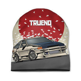 Шапка 3D с принтом Toyota Trueno ae86 в городе Новоалтайск, 100% полиэстер | универсальный размер, печать по всей поверхности изделия | 86 | corolla | crane | hachiroku | jdm | toyota | trueno | ае86 | журавлики | тоёта | тойота | труено | хачироку | япония