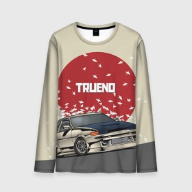 Мужской лонгслив 3D с принтом Toyota Trueno ae86 в городе Новоалтайск, 100% полиэстер | длинные рукава, круглый вырез горловины, полуприлегающий силуэт | 86 | corolla | crane | hachiroku | jdm | toyota | trueno | ае86 | журавлики | тоёта | тойота | труено | хачироку | япония