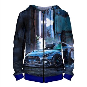 Мужская толстовка 3D на молнии с принтом Nissan GTR R35 в городе Новоалтайск, 100% полиэстер | длина до линии бедра, манжеты и пояс оформлены мягкой тканевой резинкой, двухслойный капюшон со шнурком для регулировки, спереди молния, по бокам два кармана | gtr | nismo | nissan | nissan gtr | r35 | гтр | низмо | ниссан