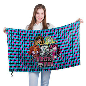 Флаг 3D с принтом Monster High в городе Новоалтайск, 100% полиэстер | плотность ткани — 95 г/м2, размер — 67 х 109 см. Принт наносится с одной стороны | монстер хай