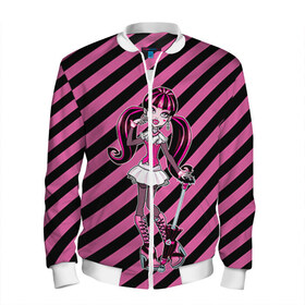 Мужской бомбер 3D с принтом Draculaura в городе Новоалтайск, 100% полиэстер | застегивается на молнию, по бокам два кармана без застежек, по низу бомбера и на воротнике - эластичная резинка | монстер хай