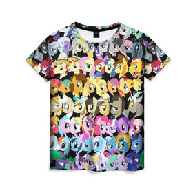 Женская футболка 3D с принтом My Little Pony в городе Новоалтайск, 100% полиэфир ( синтетическое хлопкоподобное полотно) | прямой крой, круглый вырез горловины, длина до линии бедер | friendship is magic | mlp | my little pony | pinky pie | pony | swag | дружба | литл пони | мой маленький пони | пони | поняши | поняшки | сваг | свэг | чудо