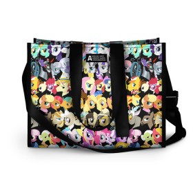 Сумка-шоппер 3D с принтом My Little Pony в городе Новоалтайск, 100% полиэстер | застегивается на металлическую кнопку; внутренний карман застегивается на молнию. Стенки укреплены специальным мягким материалом, чтобы защитить содержимое от несильных ударов
 | friendship is magic | mlp | my little pony | pinky pie | pony | swag | дружба | литл пони | мой маленький пони | пони | поняши | поняшки | сваг | свэг | чудо