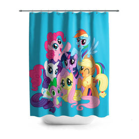 Штора 3D для ванной с принтом My Little Pony в городе Новоалтайск, 100% полиэстер | плотность материала — 100 г/м2. Стандартный размер — 146 см х 180 см. По верхнему краю — пластиковые люверсы для креплений. В комплекте 10 пластиковых колец | friendship is magic | mlp | my little pony | pinky pie | pony | swag | дружба | литл пони | мой маленький пони | пони | поняши | поняшки | сваг | свэг | чудо