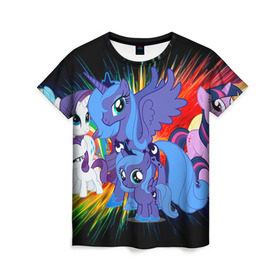 Женская футболка 3D с принтом My Little Pony в городе Новоалтайск, 100% полиэфир ( синтетическое хлопкоподобное полотно) | прямой крой, круглый вырез горловины, длина до линии бедер | friendship is magic | mlp | my little pony | pinky pie | pony | swag | дружба | литл пони | мой маленький пони | пони | поняши | поняшки | сваг | свэг | чудо