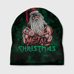 Шапка 3D с принтом Metal christmas в городе Новоалтайск, 100% полиэстер | универсальный размер, печать по всей поверхности изделия | happy new year | metal christmas | new year | santa | santa claus | дед мороз | метал | новый год | с новым годом | санта клаус