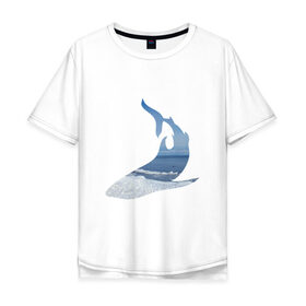 Мужская футболка хлопок Oversize с принтом Winter shark в городе Новоалтайск, 100% хлопок | свободный крой, круглый ворот, “спинка” длиннее передней части | акула | зима | лед | пляж