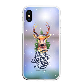 Чехол для iPhone XS Max матовый с принтом Новогодний олень в городе Новоалтайск, Силикон | Область печати: задняя сторона чехла, без боковых панелей | 2016 | christmas | deer | год | новогодний | новый | олень | рождественский | с новым годом