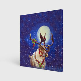 Холст квадратный с принтом Christmas deer в городе Новоалтайск, 100% ПВХ |  | 2016 | christmas | deer | год | новогодний | новый | олень | рождественский | с новым годом