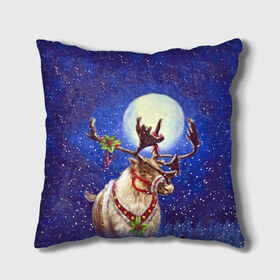 Подушка 3D с принтом Christmas deer в городе Новоалтайск, наволочка – 100% полиэстер, наполнитель – холлофайбер (легкий наполнитель, не вызывает аллергию). | состоит из подушки и наволочки. Наволочка на молнии, легко снимается для стирки | 2016 | christmas | deer | год | новогодний | новый | олень | рождественский | с новым годом