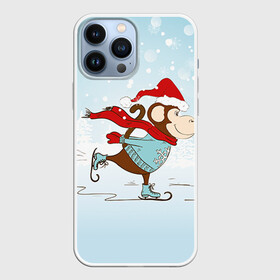Чехол для iPhone 13 Pro Max с принтом Обезьяна на коньках в городе Новоалтайск,  |  | 2016 | год | ёлки | коньки | мартышка | новый | обезьяна | с новым год
