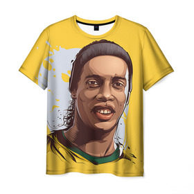 Мужская футболка 3D с принтом Ronaldinho в городе Новоалтайск, 100% полиэфир | прямой крой, круглый вырез горловины, длина до линии бедер | football | ronaldinho | роналдиньо | футбол | футболист