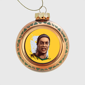 Стеклянный ёлочный шар с принтом Ronaldinho в городе Новоалтайск, Стекло | Диаметр: 80 мм | football | ronaldinho | роналдиньо | футбол | футболист