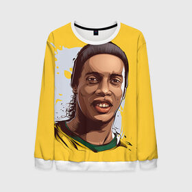 Мужской свитшот 3D с принтом Ronaldinho в городе Новоалтайск, 100% полиэстер с мягким внутренним слоем | круглый вырез горловины, мягкая резинка на манжетах и поясе, свободная посадка по фигуре | football | ronaldinho | роналдиньо | футбол | футболист