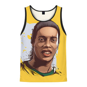 Мужская майка 3D с принтом Ronaldinho в городе Новоалтайск, 100% полиэстер | круглая горловина, приталенный силуэт, длина до линии бедра. Пройма и горловина окантованы тонкой бейкой | football | ronaldinho | роналдиньо | футбол | футболист