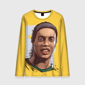 Мужской лонгслив 3D с принтом Ronaldinho в городе Новоалтайск, 100% полиэстер | длинные рукава, круглый вырез горловины, полуприлегающий силуэт | football | ronaldinho | роналдиньо | футбол | футболист