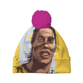 Шапка 3D c помпоном с принтом Ronaldinho в городе Новоалтайск, 100% полиэстер | универсальный размер, печать по всей поверхности изделия | football | ronaldinho | роналдиньо | футбол | футболист