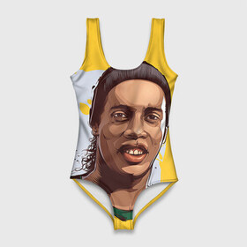 Купальник-боди 3D с принтом Ronaldinho в городе Новоалтайск, 82% полиэстер, 18% эластан | Круглая горловина, круглый вырез на спине | football | ronaldinho | роналдиньо | футбол | футболист