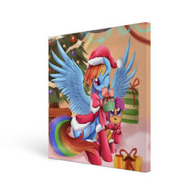 Холст квадратный с принтом My Little Pony в городе Новоалтайск, 100% ПВХ |  | friendship is magic | mlp | my little pony | new year | pinky pie | swag | дружба   это чудо | мой маленький пони | новый год | пони | поняши | поняшки | с новым годом | сваг | свэг