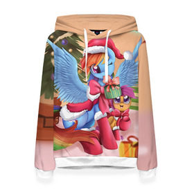 Женская толстовка 3D с принтом My Little Pony в городе Новоалтайск, 100% полиэстер  | двухслойный капюшон со шнурком для регулировки, мягкие манжеты на рукавах и по низу толстовки, спереди карман-кенгуру с мягким внутренним слоем. | friendship is magic | mlp | my little pony | new year | pinky pie | swag | дружба   это чудо | мой маленький пони | новый год | пони | поняши | поняшки | с новым годом | сваг | свэг