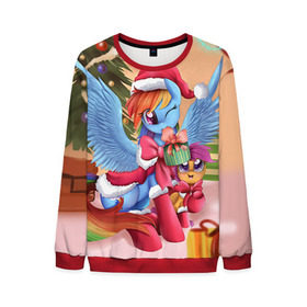 Мужской свитшот 3D с принтом My Little Pony в городе Новоалтайск, 100% полиэстер с мягким внутренним слоем | круглый вырез горловины, мягкая резинка на манжетах и поясе, свободная посадка по фигуре | Тематика изображения на принте: friendship is magic | mlp | my little pony | new year | pinky pie | swag | дружба   это чудо | мой маленький пони | новый год | пони | поняши | поняшки | с новым годом | сваг | свэг
