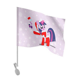 Флаг для автомобиля с принтом My Little Pony в городе Новоалтайск, 100% полиэстер | Размер: 30*21 см | friendship is magic | mlp | my little pony | new year | pinky pie | swag | дружба   это чудо | мой маленький пони | новый год | пони | поняши | поняшки | с новым годом | сваг | свэг
