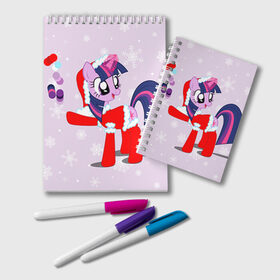 Блокнот с принтом My Little Pony в городе Новоалтайск, 100% бумага | 48 листов, плотность листов — 60 г/м2, плотность картонной обложки — 250 г/м2. Листы скреплены удобной пружинной спиралью. Цвет линий — светло-серый
 | friendship is magic | mlp | my little pony | new year | pinky pie | swag | дружба   это чудо | мой маленький пони | новый год | пони | поняши | поняшки | с новым годом | сваг | свэг