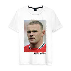 Мужская футболка хлопок с принтом Wayne Rooney в городе Новоалтайск, 100% хлопок | прямой крой, круглый вырез горловины, длина до линии бедер, слегка спущенное плечо. | wayne rooney | англия | апл | лига чемпионов | мю | уэйн руни | футбол