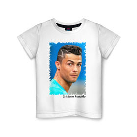 Детская футболка хлопок с принтом Cristiano Ronaldo в городе Новоалтайск, 100% хлопок | круглый вырез горловины, полуприлегающий силуэт, длина до линии бедер | cristiano ronaldo | криштиану роналду | лига чемпионов | мю | португалия | реал мадрид | футбол