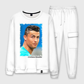 Мужской костюм хлопок с принтом Cristiano Ronaldo в городе Новоалтайск, 100% хлопок | на свитшоте круглая горловина, мягкая резинка по низу. Брюки заужены к низу, на них два вида карманов: два “обычных” по бокам и два объемных, с клапанами, расположенные ниже линии бедра. Брюки с мягкой трикотажной резинкой на поясе и по низу штанин. В поясе для дополнительного комфорта — широкие завязки | cristiano ronaldo | криштиану роналду | лига чемпионов | мю | португалия | реал мадрид | футбол