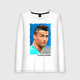 Женский лонгслив хлопок с принтом Cristiano Ronaldo в городе Новоалтайск, 100% хлопок |  | cristiano ronaldo | криштиану роналду | лига чемпионов | мю | португалия | реал мадрид | футбол