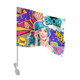 Флаг для автомобиля с принтом Pop art в городе Новоалтайск, 100% полиэстер | Размер: 30*21 см | bang | boom | omg | pop art | super | wow | wtf | арт | поп | ретро | уорхол | энди