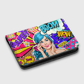 Картхолдер с принтом с принтом Pop art в городе Новоалтайск, натуральная матовая кожа | размер 7,3 х 10 см; кардхолдер имеет 4 кармана для карт; | bang | boom | omg | pop art | super | wow | wtf | арт | поп | ретро | уорхол | энди