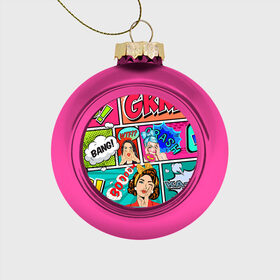 Стеклянный ёлочный шар с принтом POP ART в городе Новоалтайск, Стекло | Диаметр: 80 мм | bang | omg | pop art | wtf | арт | поп | ретро | уорхол | энди